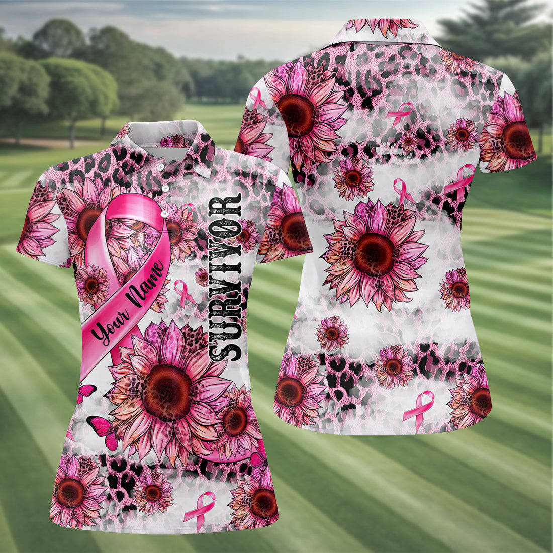 Breast Cancer Golf Shirt, Sleeveless Womens Golf Shirts, Ladies Golf Tops, Pink Ribbon Breast Cancer