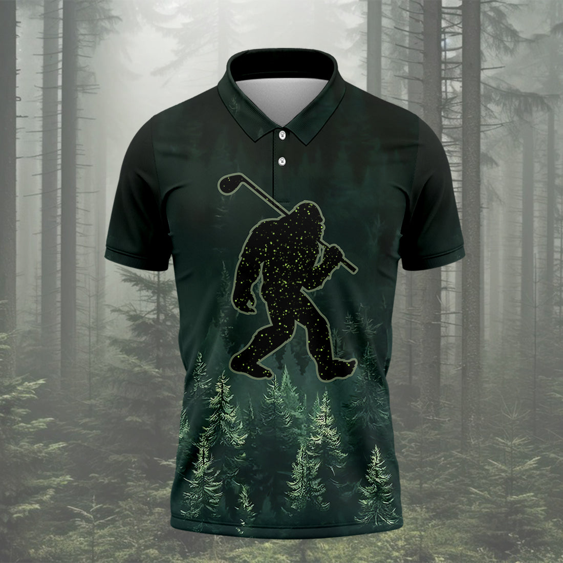 Where Did My Golf Ball Go Bigfoot Men's Golf Polo Shirt, Funny Bigfoot Golf Shirt, Dad Golf Gift
