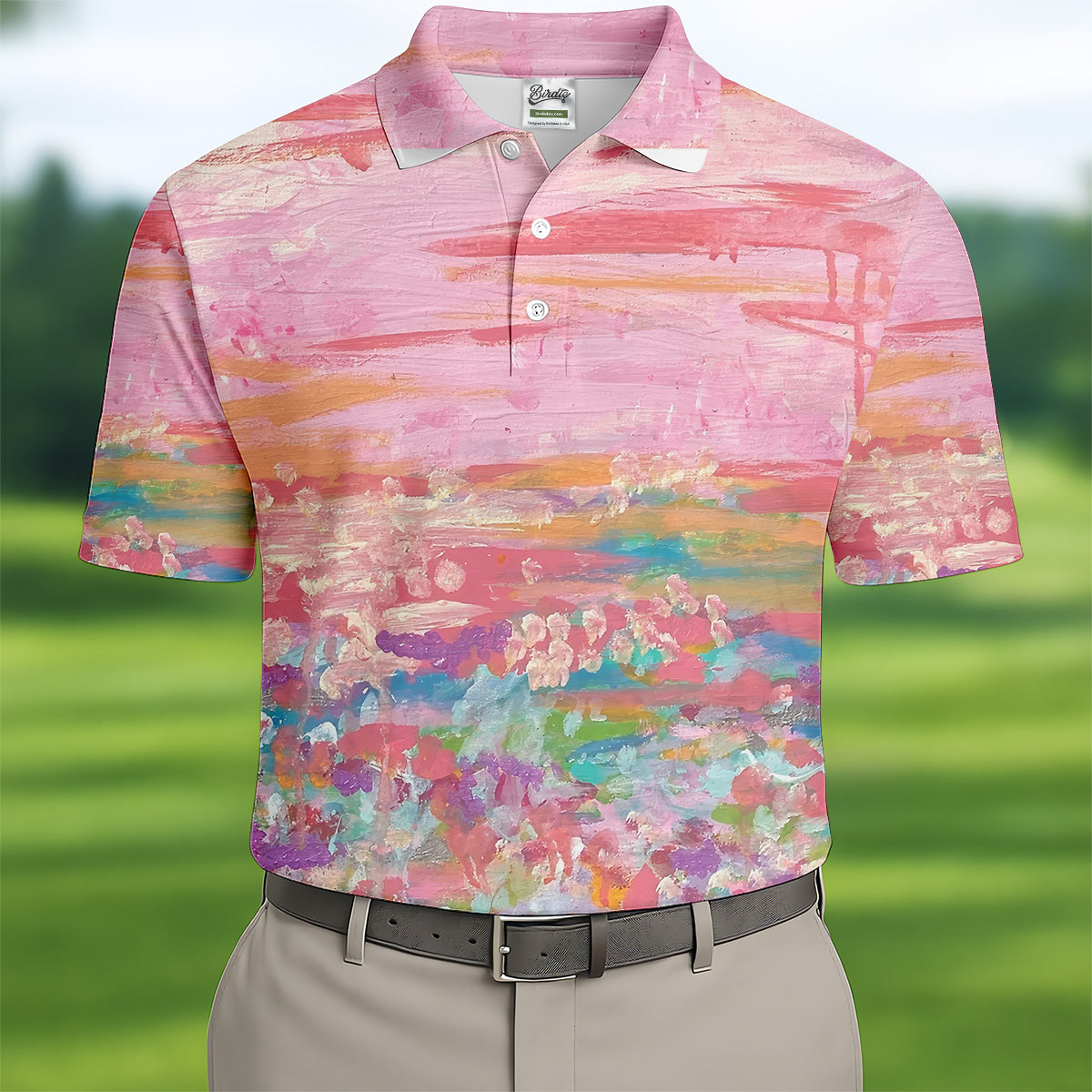 Ombre Colorful Breast Cancer Golf Shirt, Mens Pink Golf Polo, Matching ...