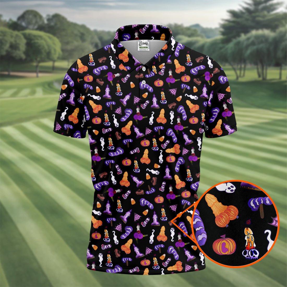 Funny Dirty Black And Purple Halloween Golf Shirt, Fun Golf Shirts For Men, Cool Golf Gift, Halloween Gift