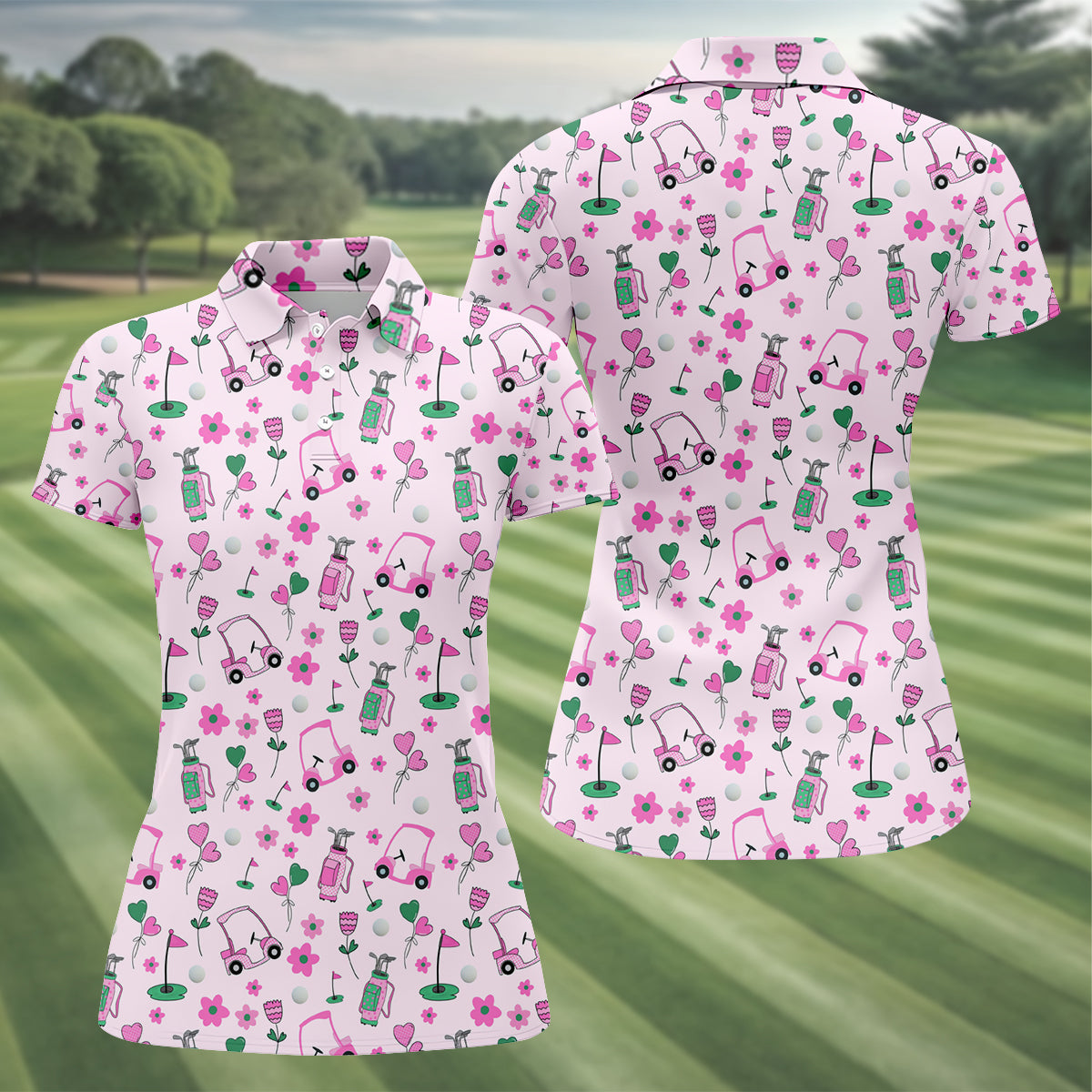 Pink Hippie Psychedelic Women's Golf Shirts