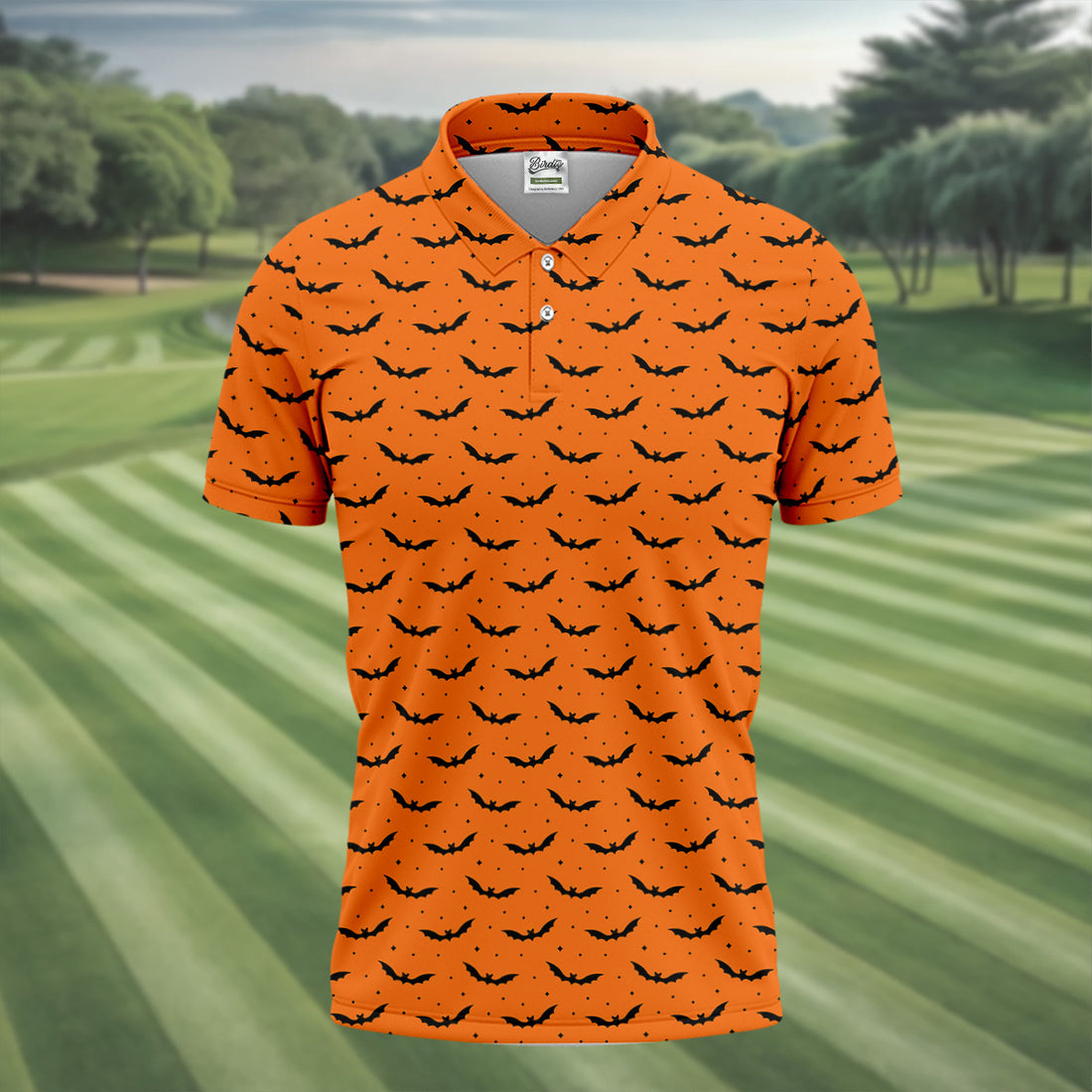 Spooky Bats Orange Halloween Golf Shirt, Polo Shirts For Men, Golf Gift For Men, Golfing Apparel