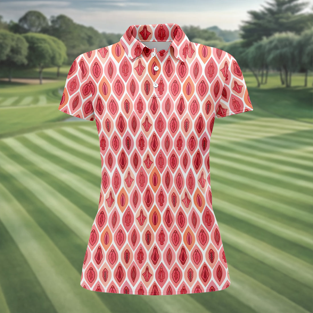 Funny Geometric Pink Golf Shirt, Women Golf Top, Ladies Sleeveless Tops, Women's Golf Shirts