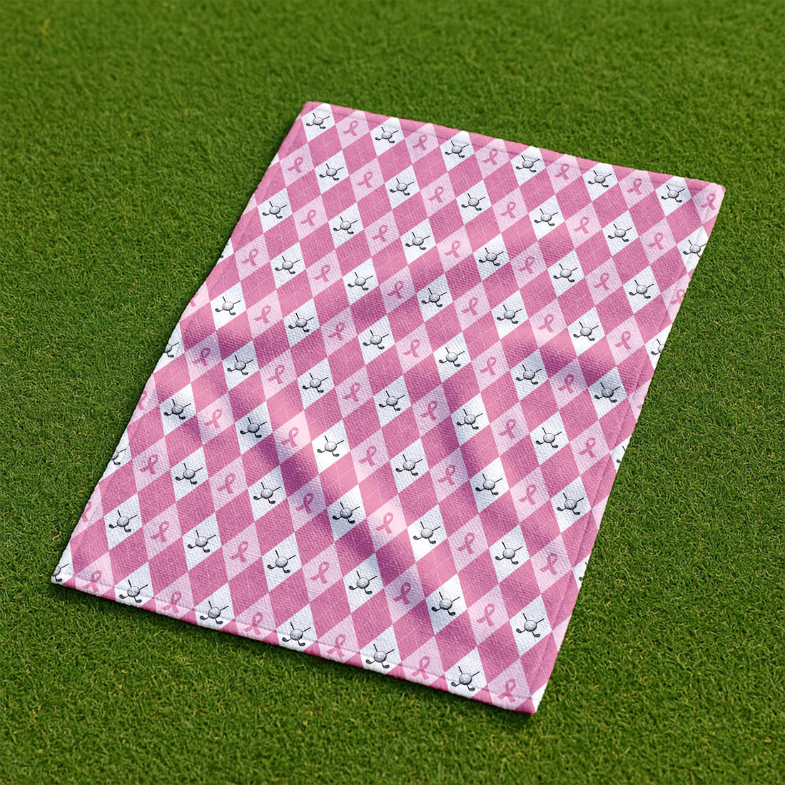 Argyle Pink Breast Cancer Golf Towel, Unique Gift For Golfer, Christmas Golf Gift, Golf Accessories