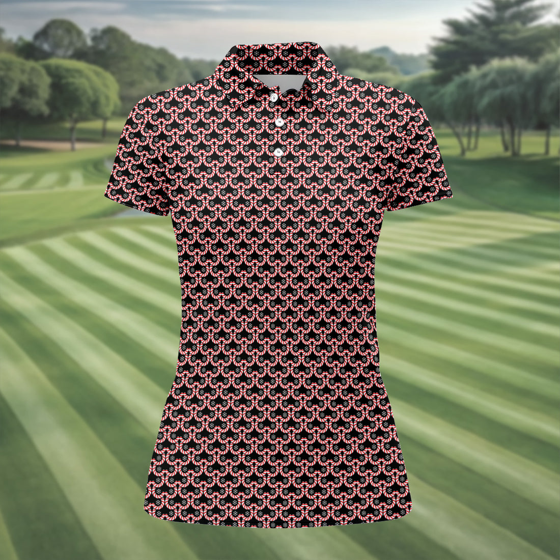 Christmas Snowflake Pattern Golf Shirt, Women Golf Top, Ladies Sleeveless Tops, Women's Golf Shirts