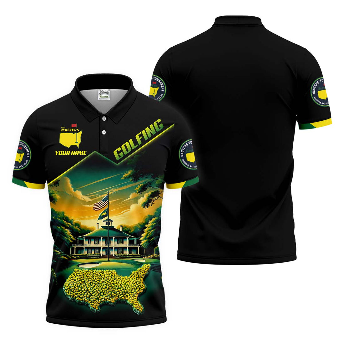 Custom Augusta Golf Course Polo Shirt, Golfing Apparel, Mens Golf Gift, Funny Golf Shirt