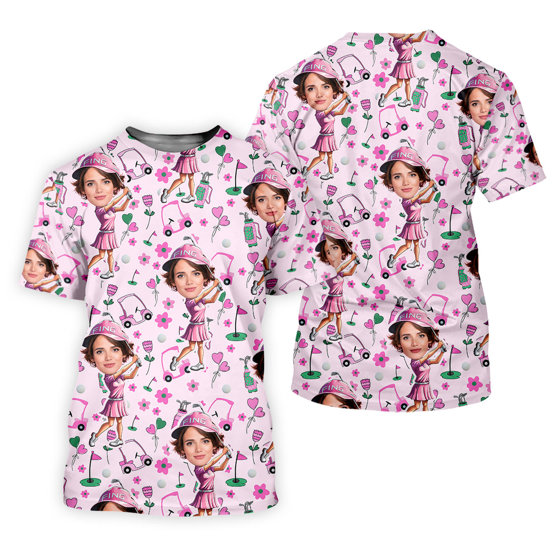 Custom Face Funny Womens Golf Polo Shirt, Ladies Golf Shirt