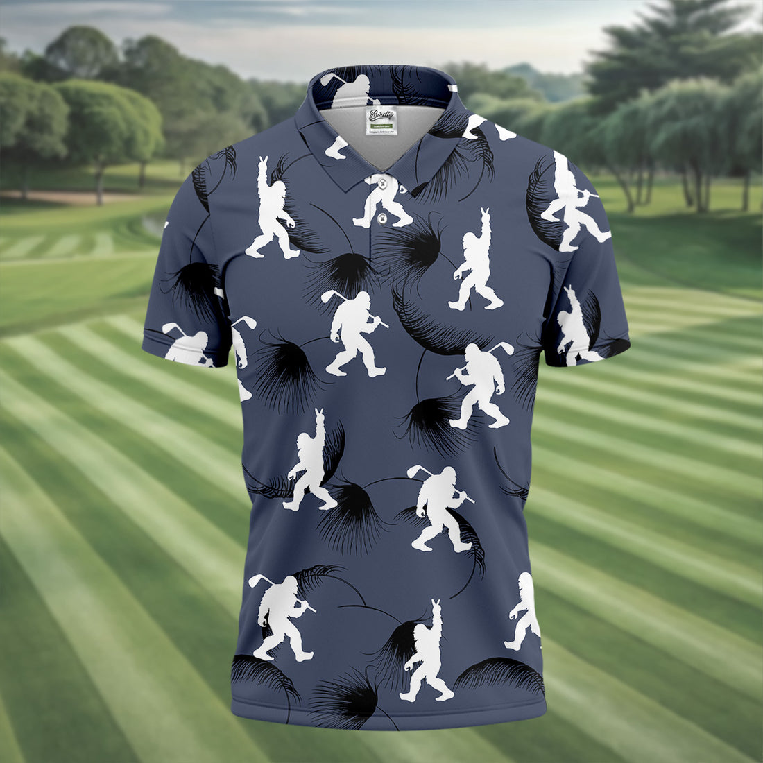 Funny Navy Bigfoot Golf Shirt, Golf Tops For Men, Custom Golf Polos, Golf Gift For Men