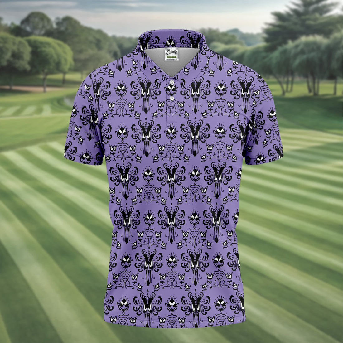 Haunted Mansion Hitchhiking Ghosts Men's Golf Polo Shirt, Halloween Golf Shirt, Mens Golf Gift