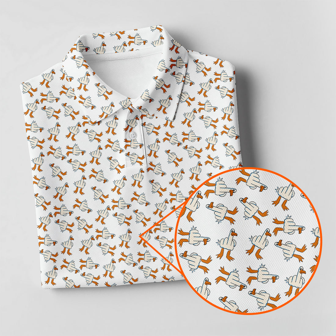 Middle Finger Duck Patterned Golf Polos, Mens Funny Golf Shirts, Mens Golf Polo Shirts, Funny Golf Shirt