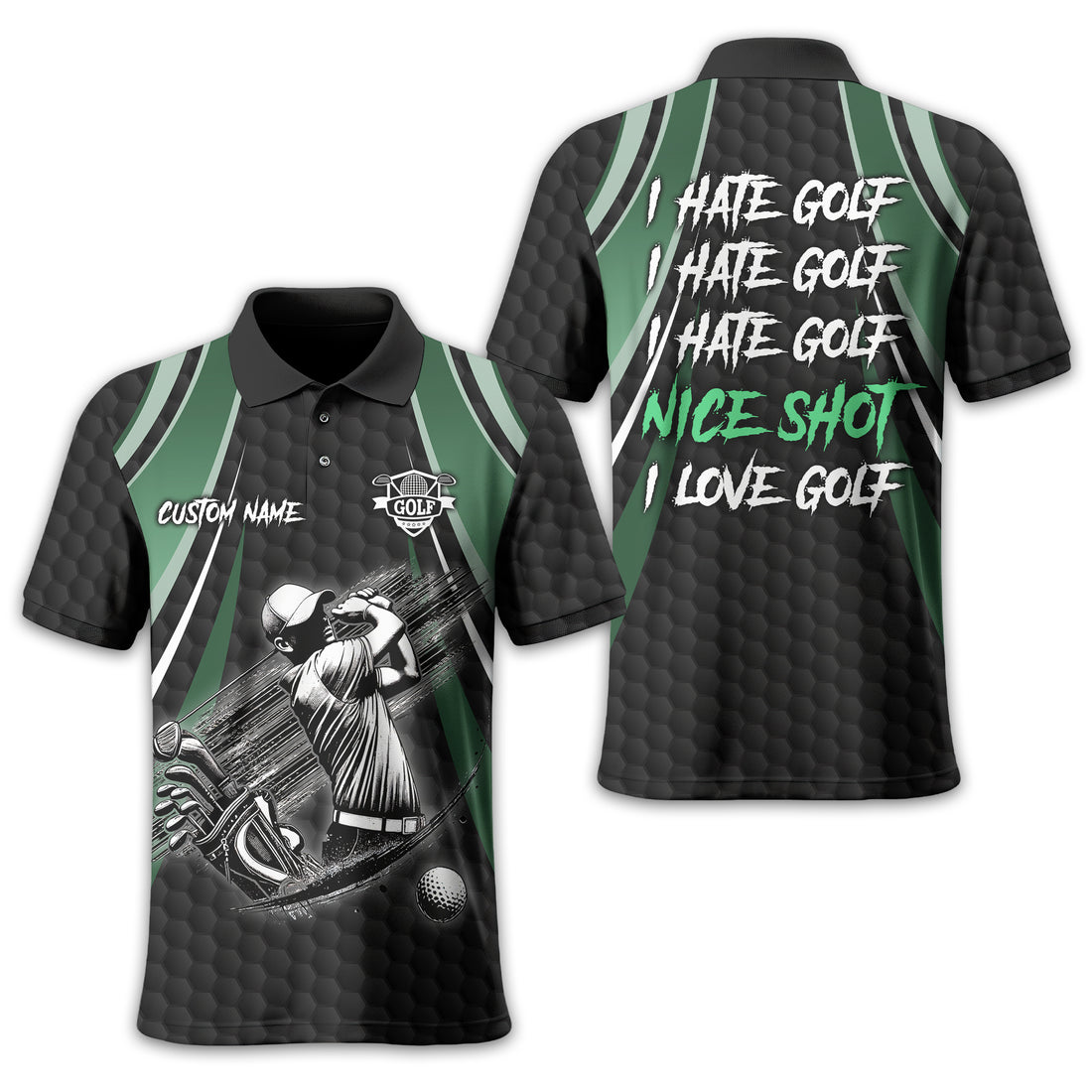 I Hate Golf Custom Men's Golf Polo Shirt, Funny Golf Shirt, Gift For Golfer