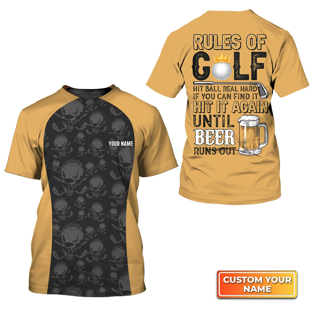 Rules of Golf - Personalized Name 3D Tshirt Gift For Golfer