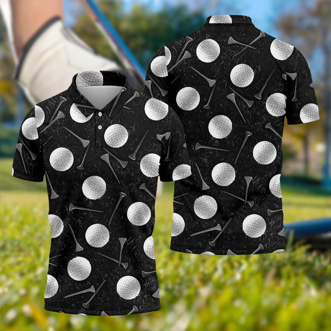 Golf Balls Black Men's Golf Polo Shirt, Funny Golf Shirt, Gifts For Golfer