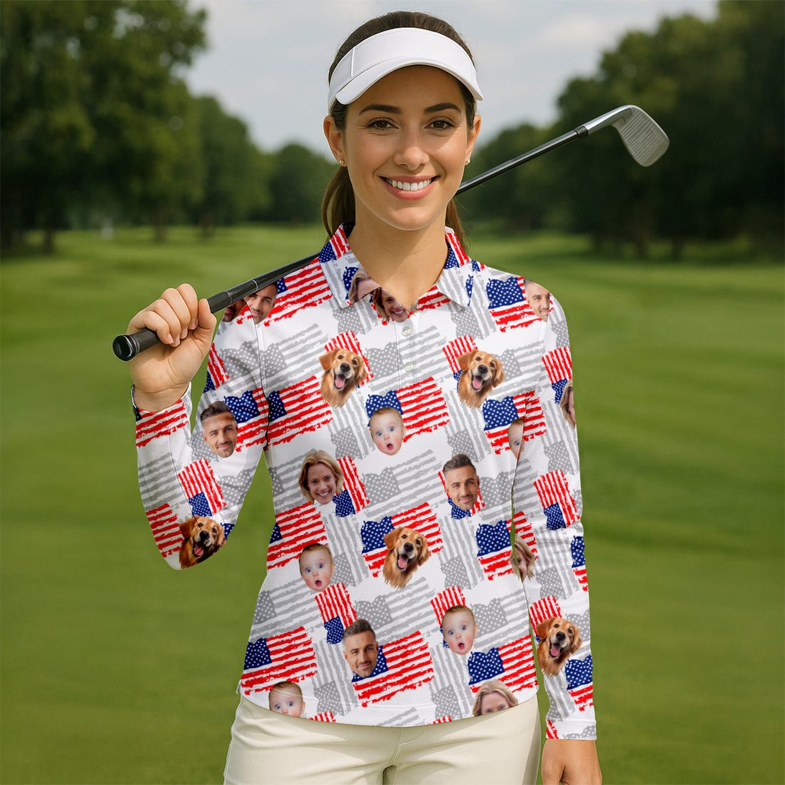 Custom Face Shirt, Personalized Dog Shirts, Golf Polo For Ladies, Golf Tops For Women