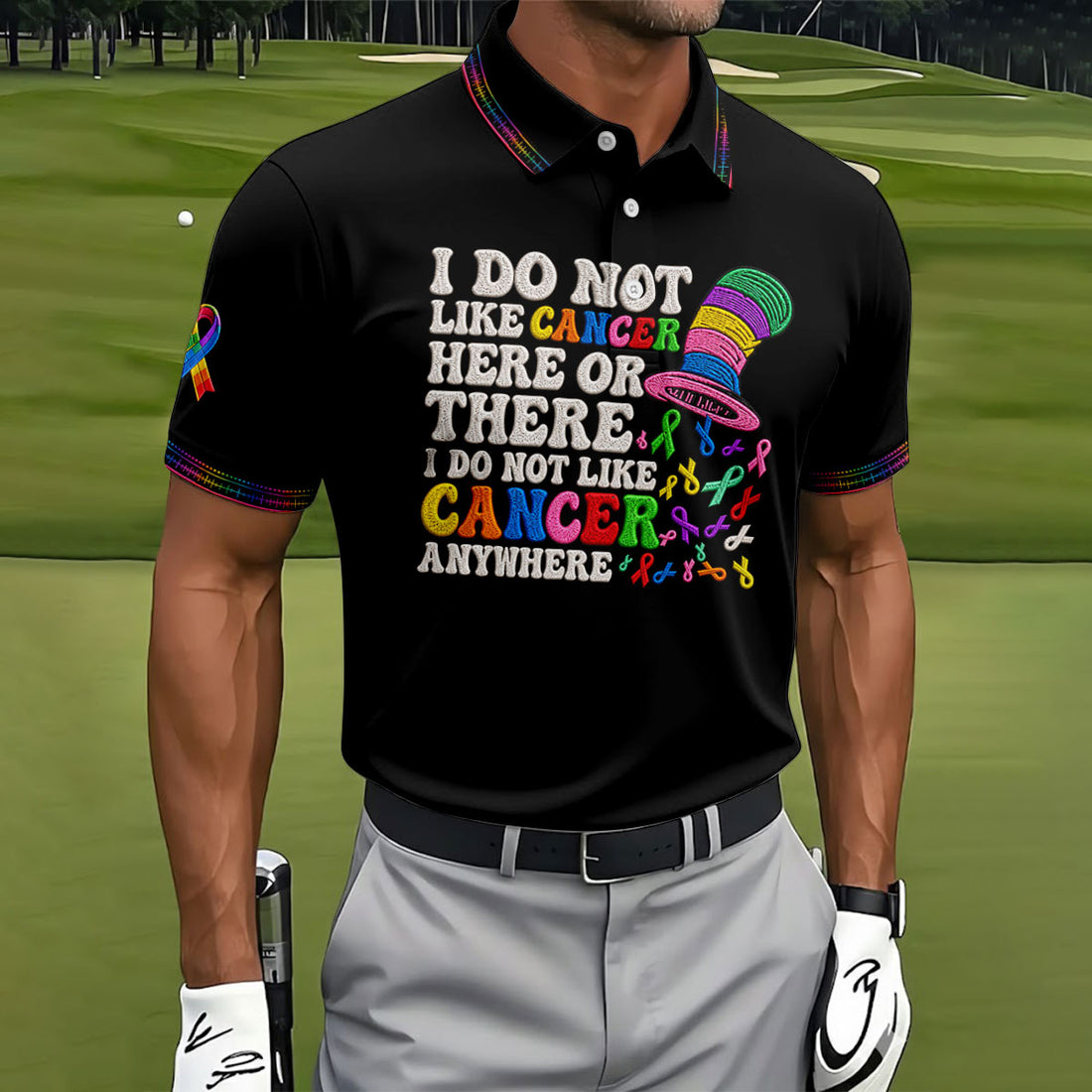 I Do Not Like Cancer Anywhere Awareness Polo Shirt, Golf Shirts For Men, Mens Polo Shirts