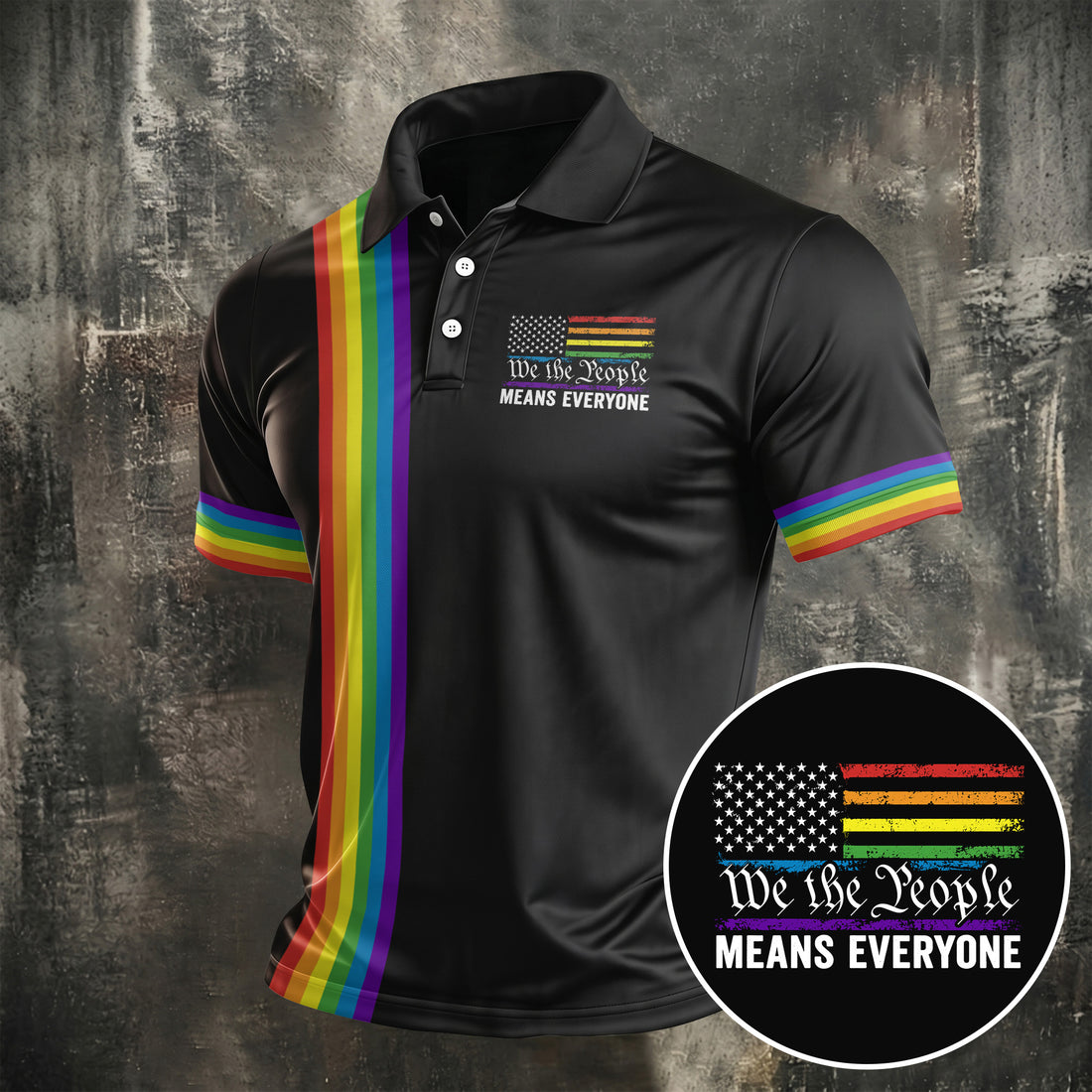 We The People Means Everyone American Pride LGBT Support Golf Tops For Men, Golf Shirts For Men