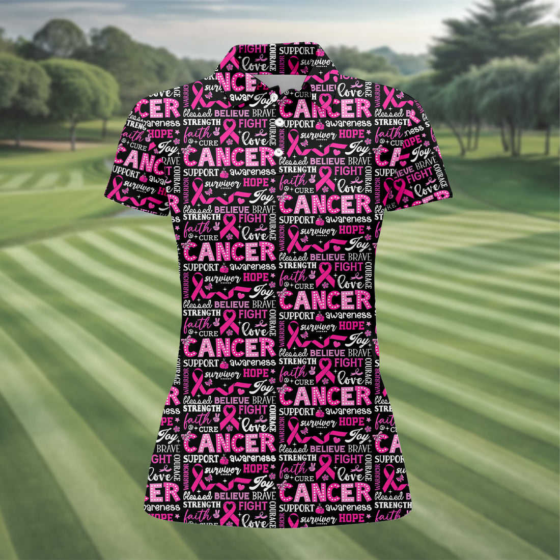 Pink Ribbon Breast Cancer Awareness Shirt, Golf Polo Shirt, Ladies Golf Shirts, Golfing Apparel