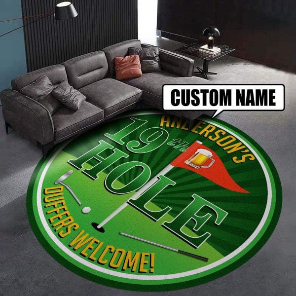 Personalized Golf 19Th Hole Club Round Mat Round Floor Mat Room Rugs Carpet