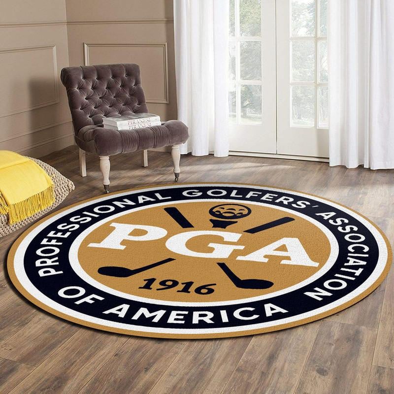 PGA Golf Living Room Round Rug, Funny Golf Ball Club Runner Rug