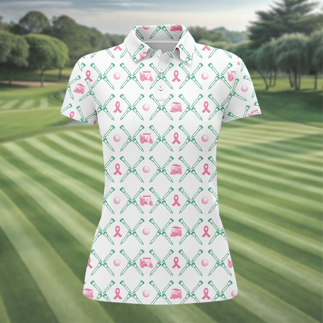 Golf Tee Women Golf Shirt, Breast Cancer Golf Shirt, Breast Cancer Awareness Shirts, Ladies Golf Shirt