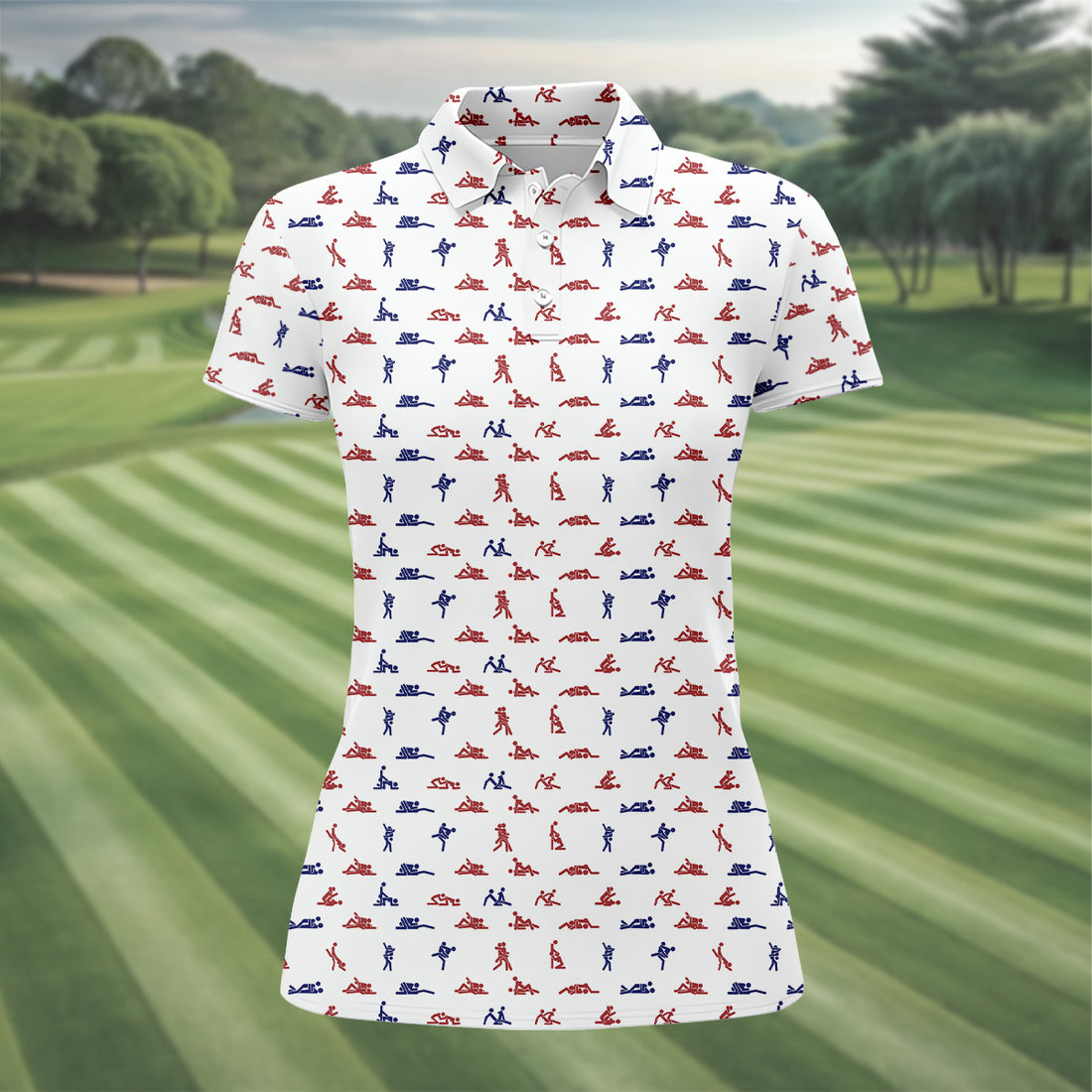 Funny Stick Figure Women's Golf Polo Shirt, Funny Position Golf Shirt, Ladies Sleeveless Golf Shirts, Women Golf Gift