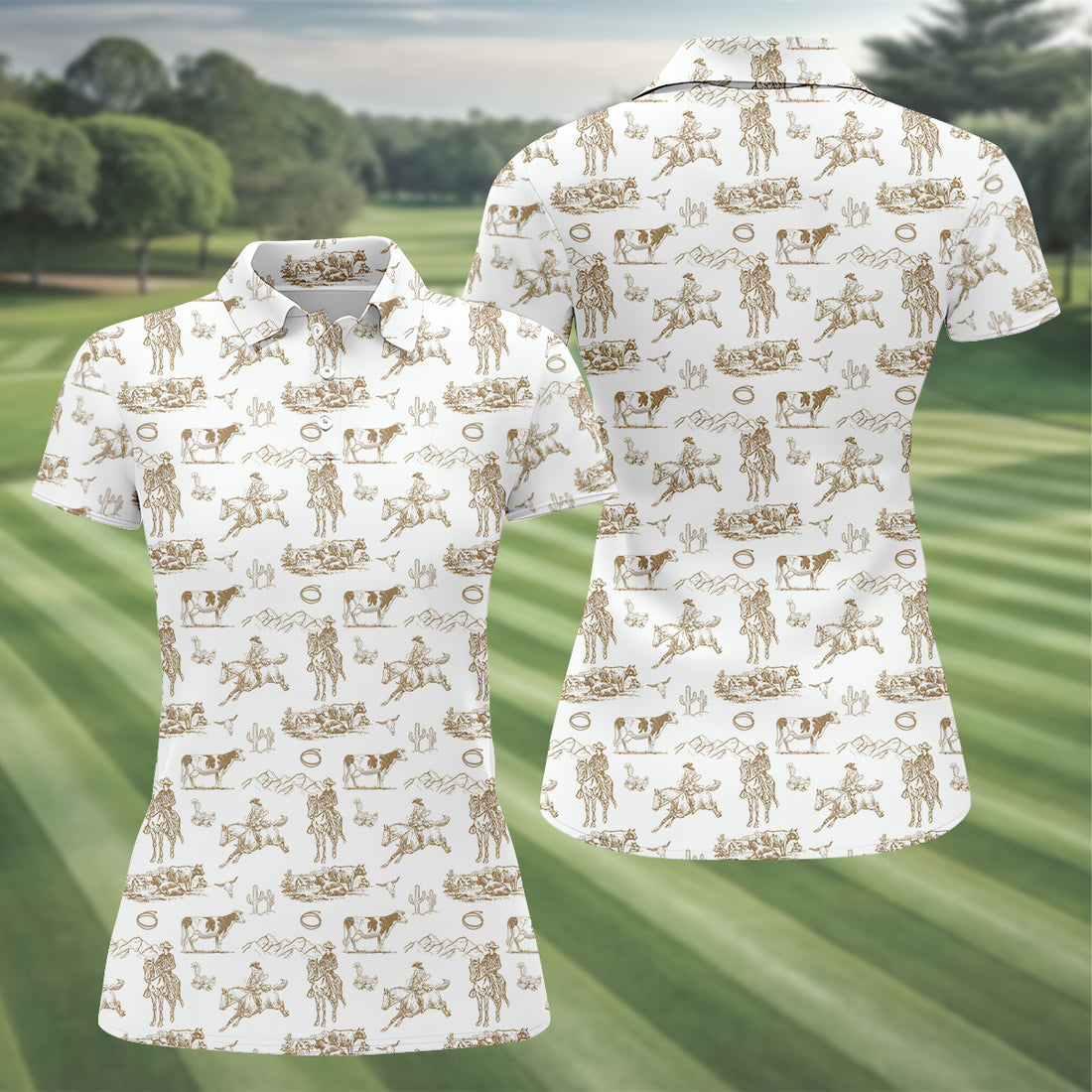 Cowboy Ride Horse Ladies Sleeveless Polo, Golf Shirt For Women, Ladies Golf Shirts, Golfing Apparel