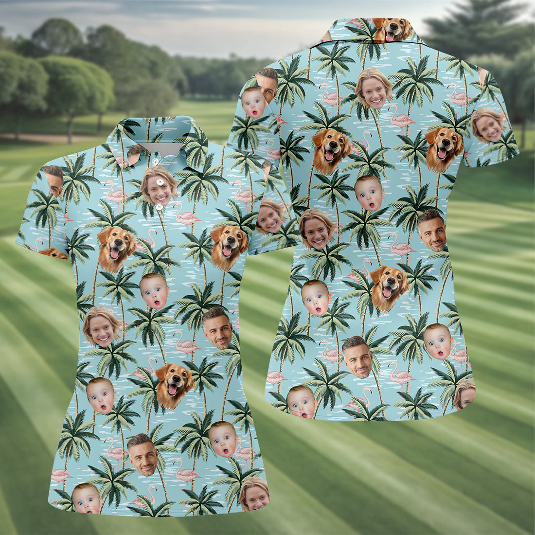Pink Flamingo Hawaiian Shirt, Custom Team Shirt, Green Polo Shirt, Sleeveless Womens Golf Shirts, Ladies Golf Shirts