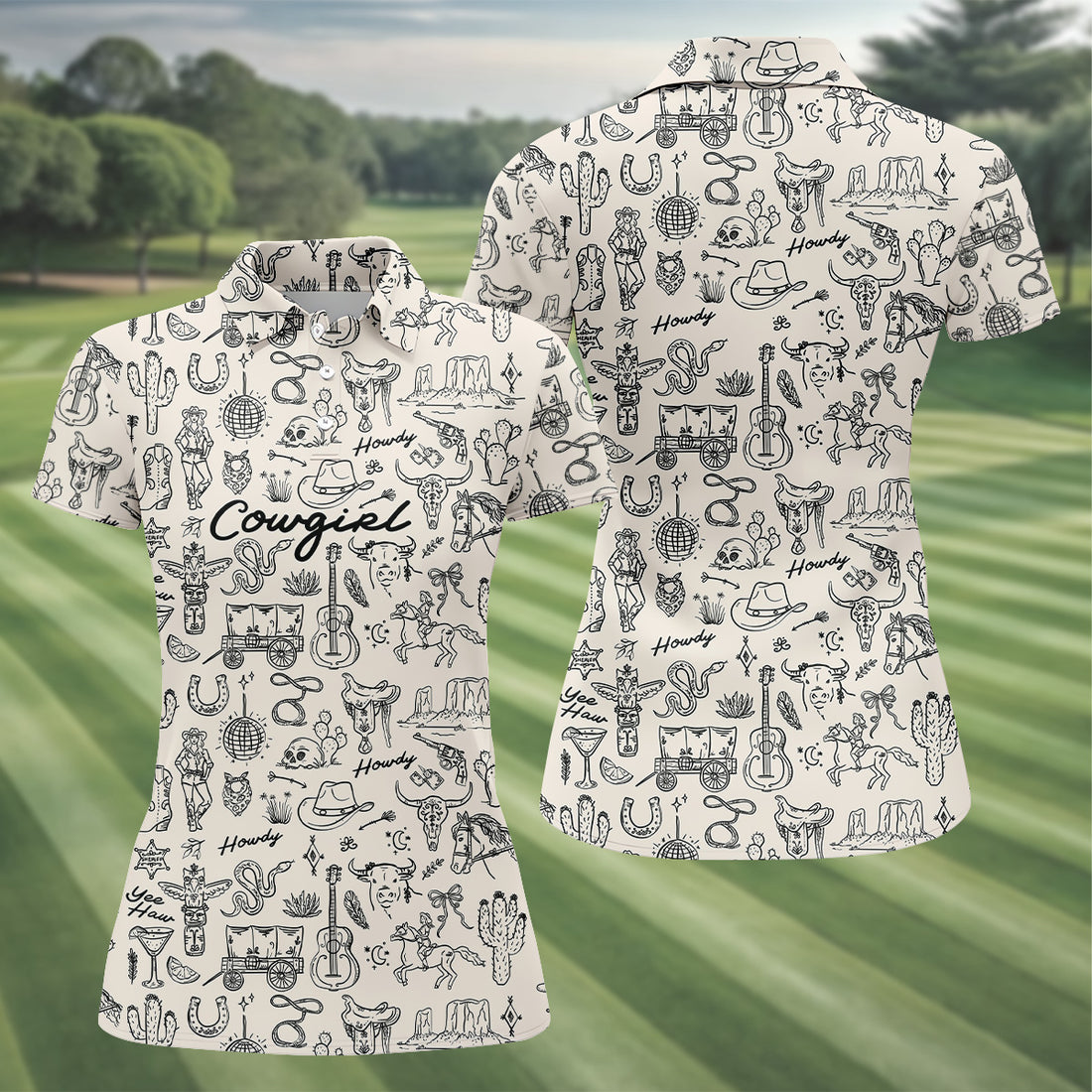 Cowgirl Western Golf Shirt, Womens Golf Shirts, Ladies Golf Shirts, Golfing Apparel