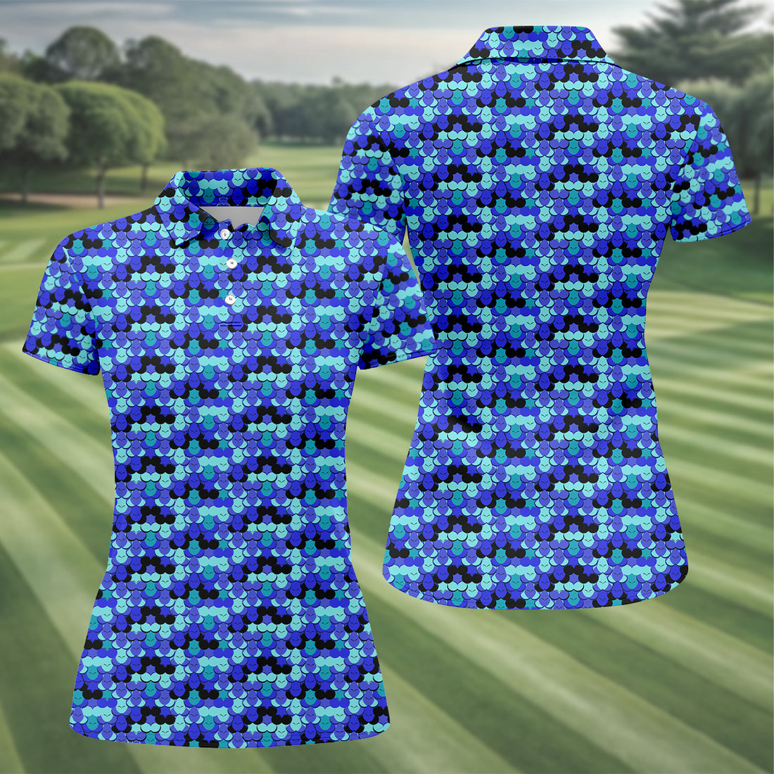 Blue Fun Womens Golf Shirts, Unique Gift For Golfer, Ladies Sleeveless Polo, Golfing Apparel