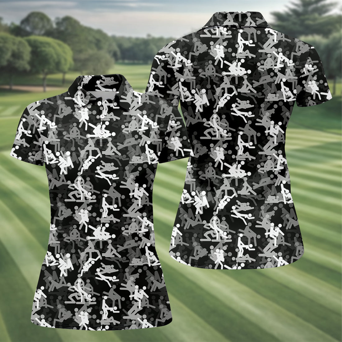 Black And White Funny Couple Womens Golf Shirts, Ladies Golf Polos, Cool Golf Gift