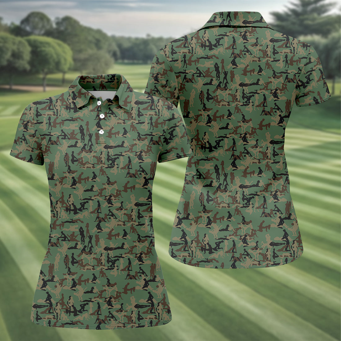 Funny Couple Camo Golf Shirt, Womens Golf Tops, Ladies Golf Polos, Cool Golf Gift