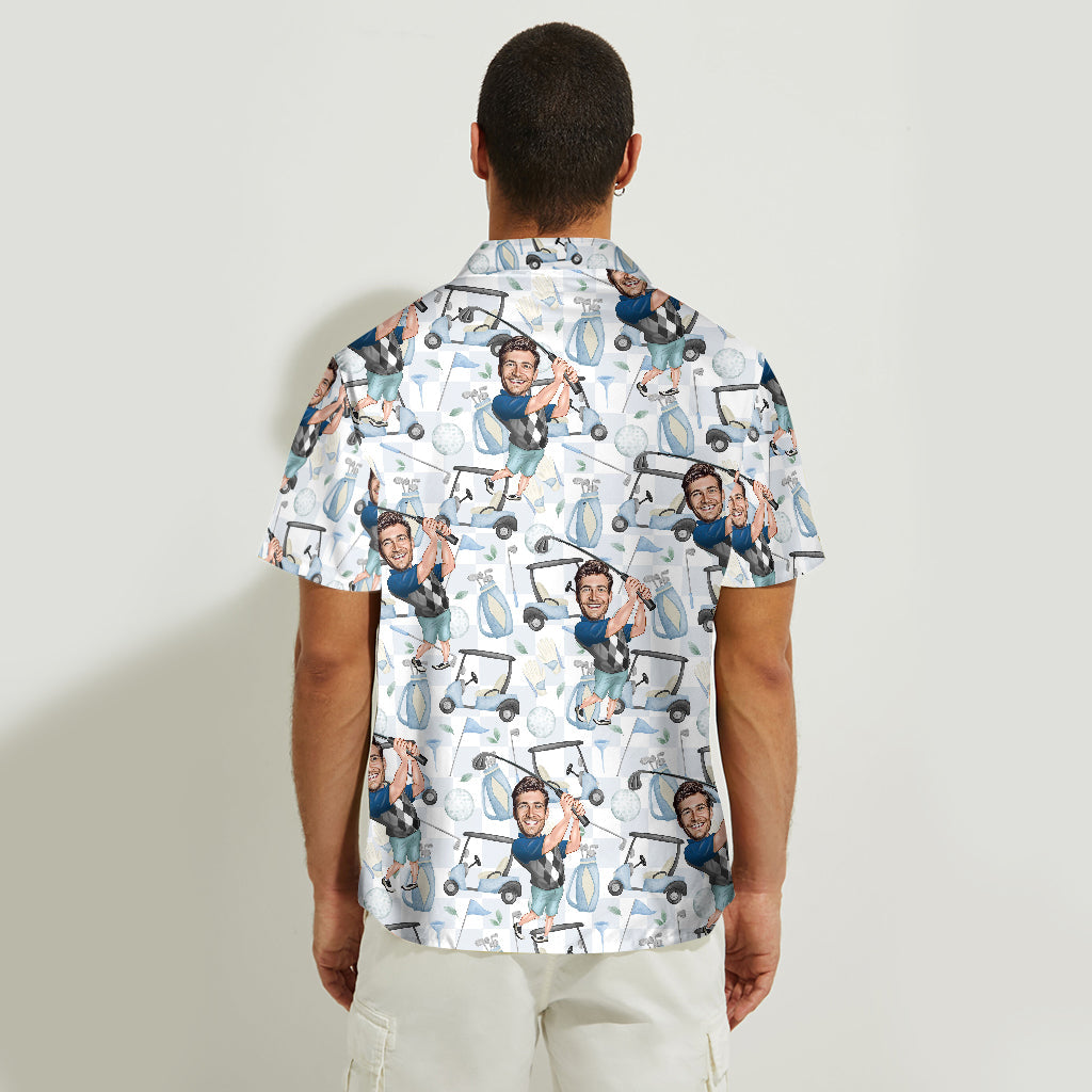 Custom Photo Golf Shirt, Funny Hawaiian Golf Shirt, Christmas Golf Gift