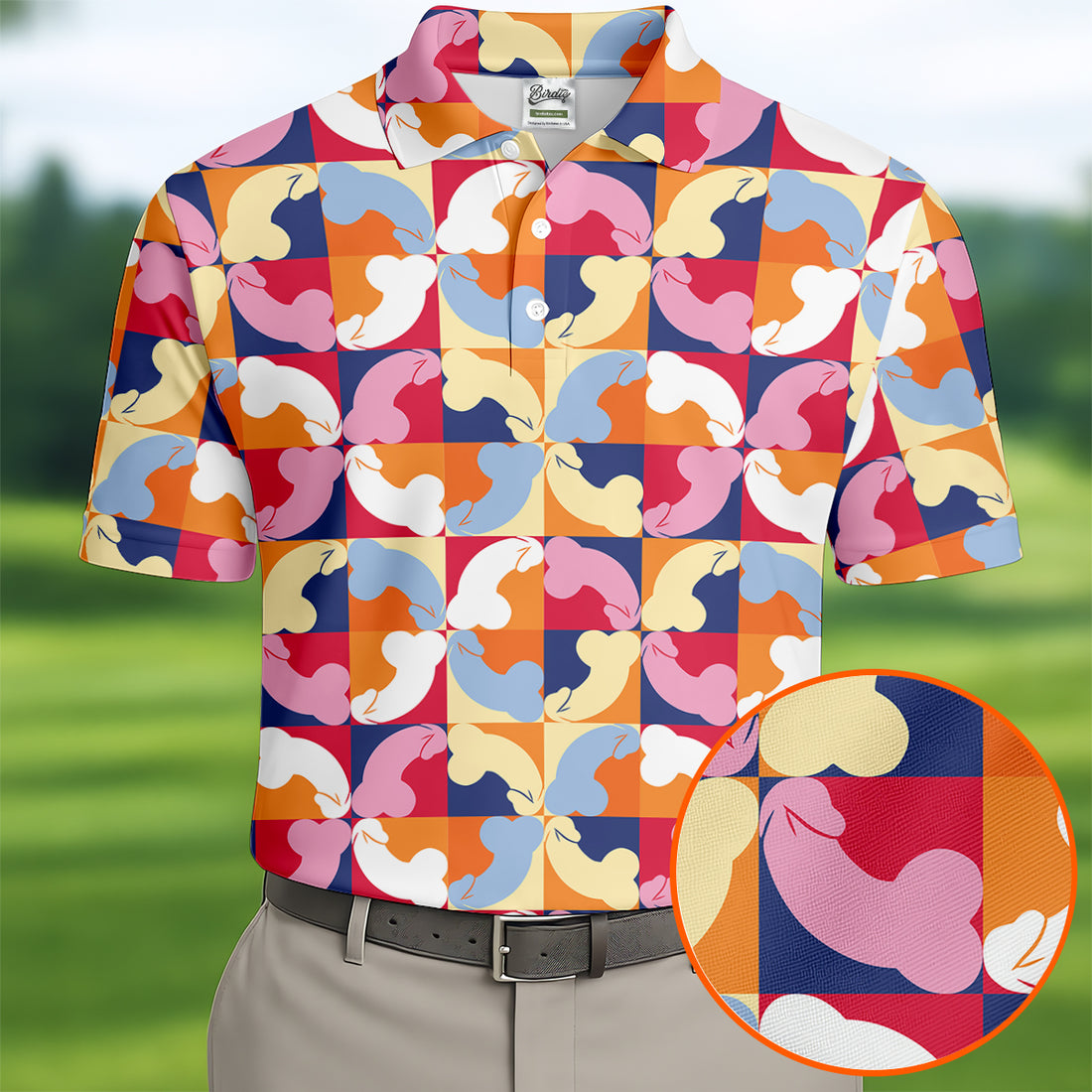 Funny Adult Retro Checkered Novelty Golf Shirt, Mens Golf Shirts, Printed Golf Shirts