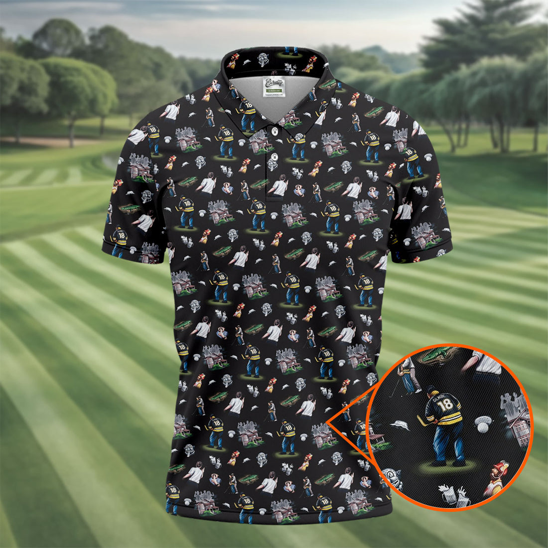 30th Anniversary Sport Movie Character Iconic Moments Black Golf Shirt, Men's Funny Golf Shirts, Golf Shirts For Men