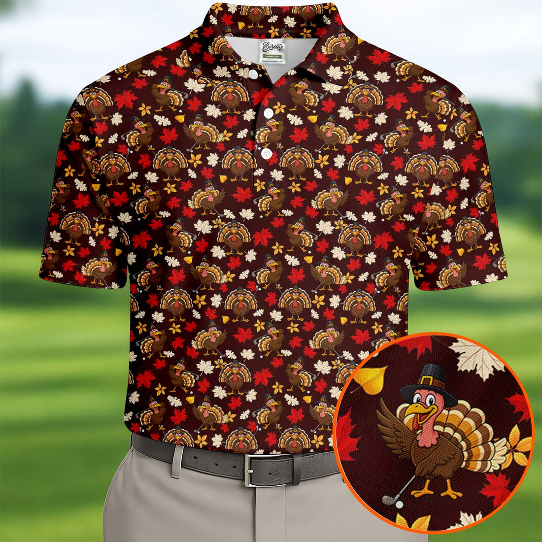 Funny Thanksgiving Turkey Golf Pose Golf Tops For Men, Polo Shirts For Men, Golf Gift For Men