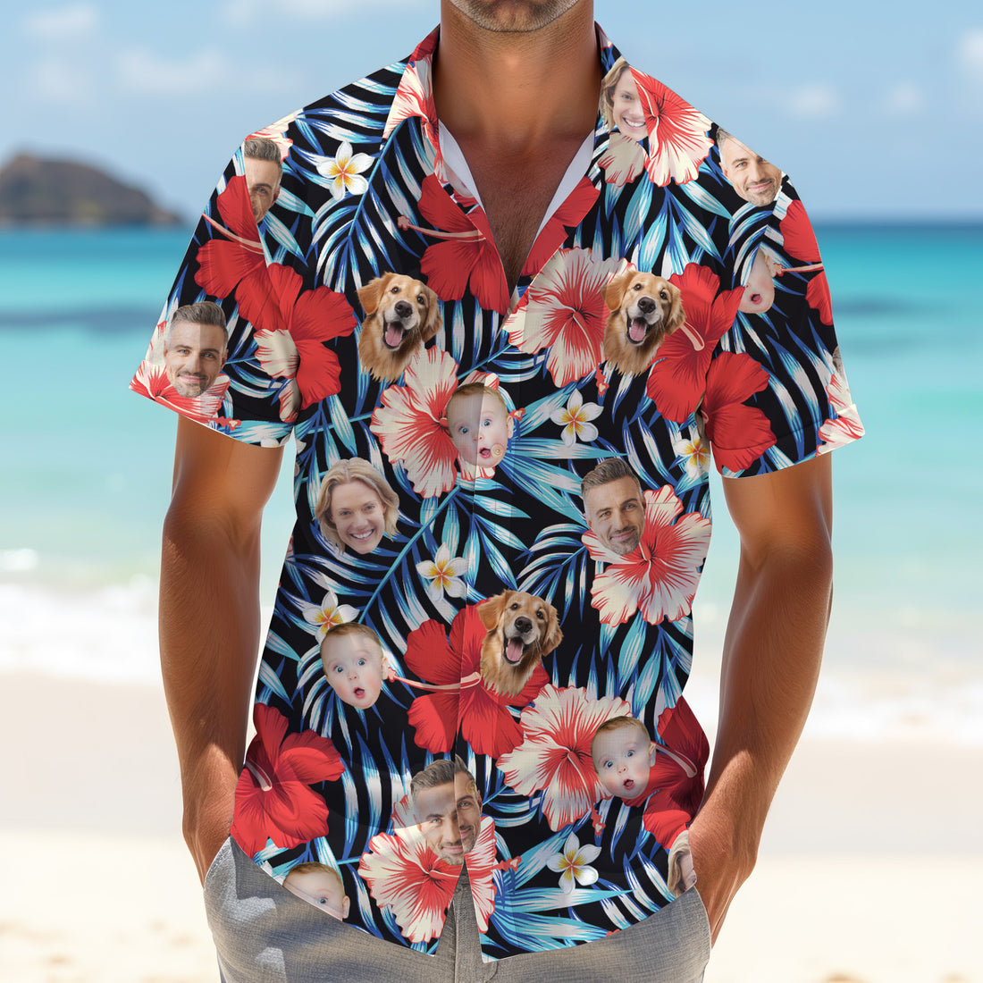 Custom Face Shirt, Hawaiian Golf Shirt, Hawaiian Polo Golf Shirts, Floral Men Shirt, Best Gifts For Men Golfers