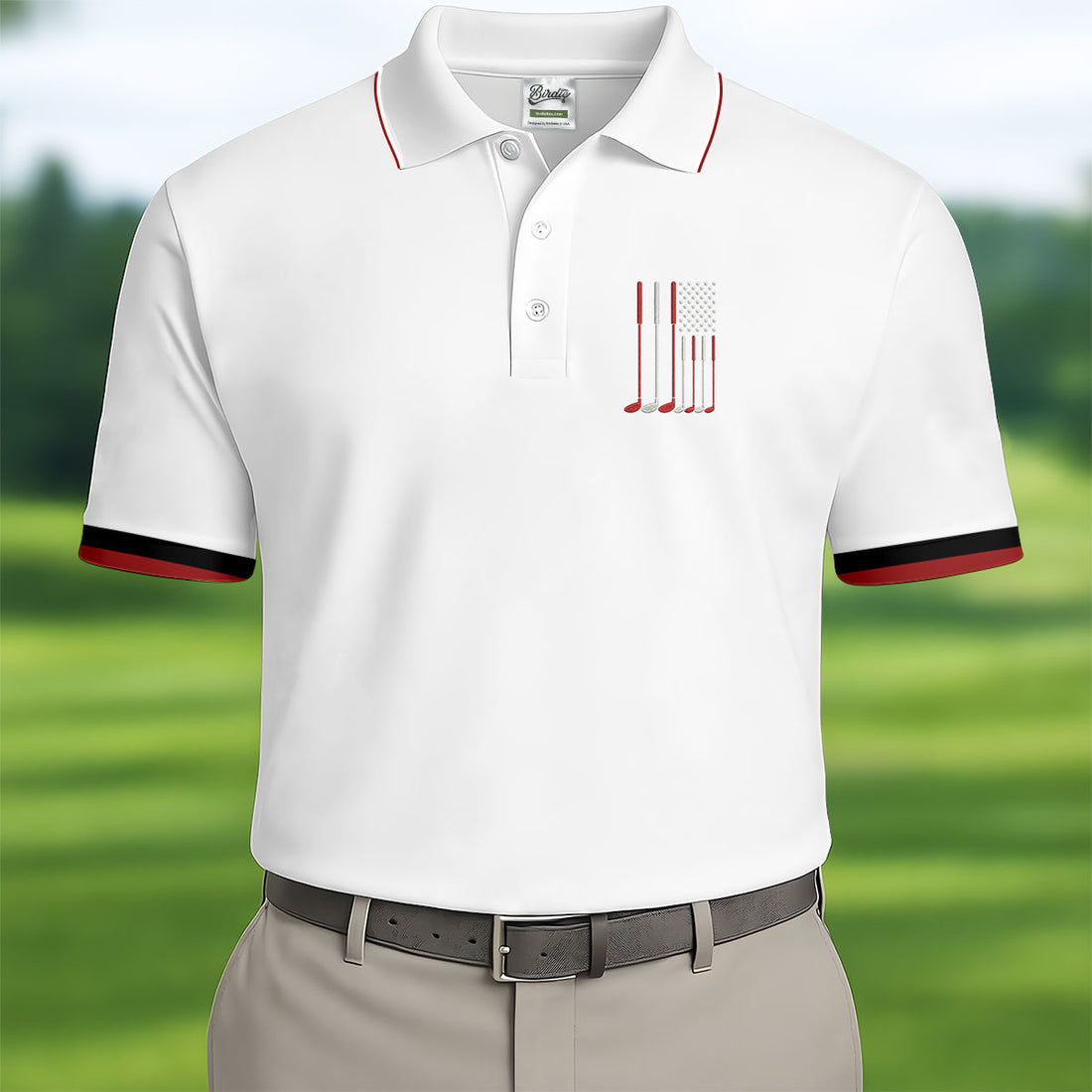 Golf Clubs America Flag Logo 250th Anniversary White Golf Shirt, Patriotic Golf Shirt, Golf Shirts For Men