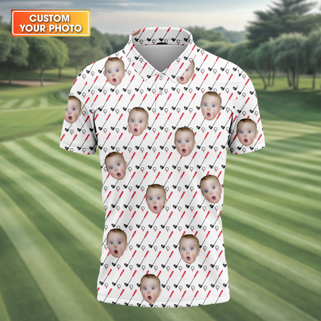 Custom Face Golf Shirt, Funny Golf Polo Shirt, Dad Golf Shirt For Christmas, Gifts For The Golfing Dad