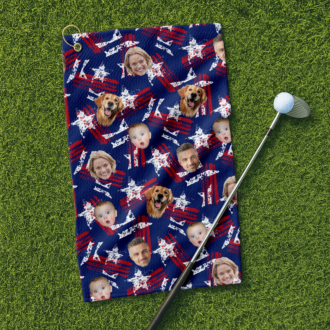 Custom Face Towel, Small Funny 4th Of July Golf Towel, Cool Golf Towel, US Patriotic, Gift For Golfers