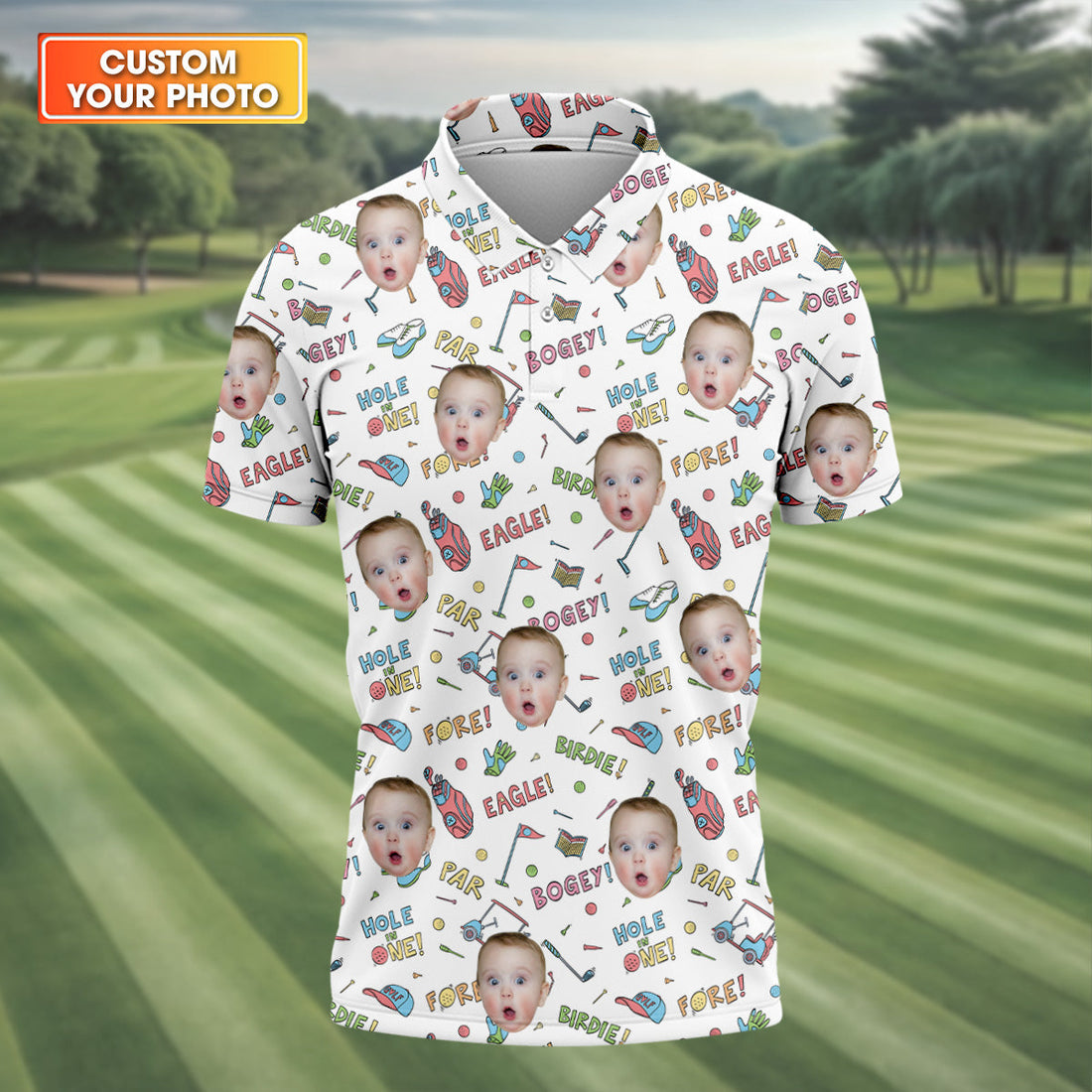 Custom Photo Shirt, Funny Golf Polo Shirt, Golf Presents For Dad, Christmas Golf Gift