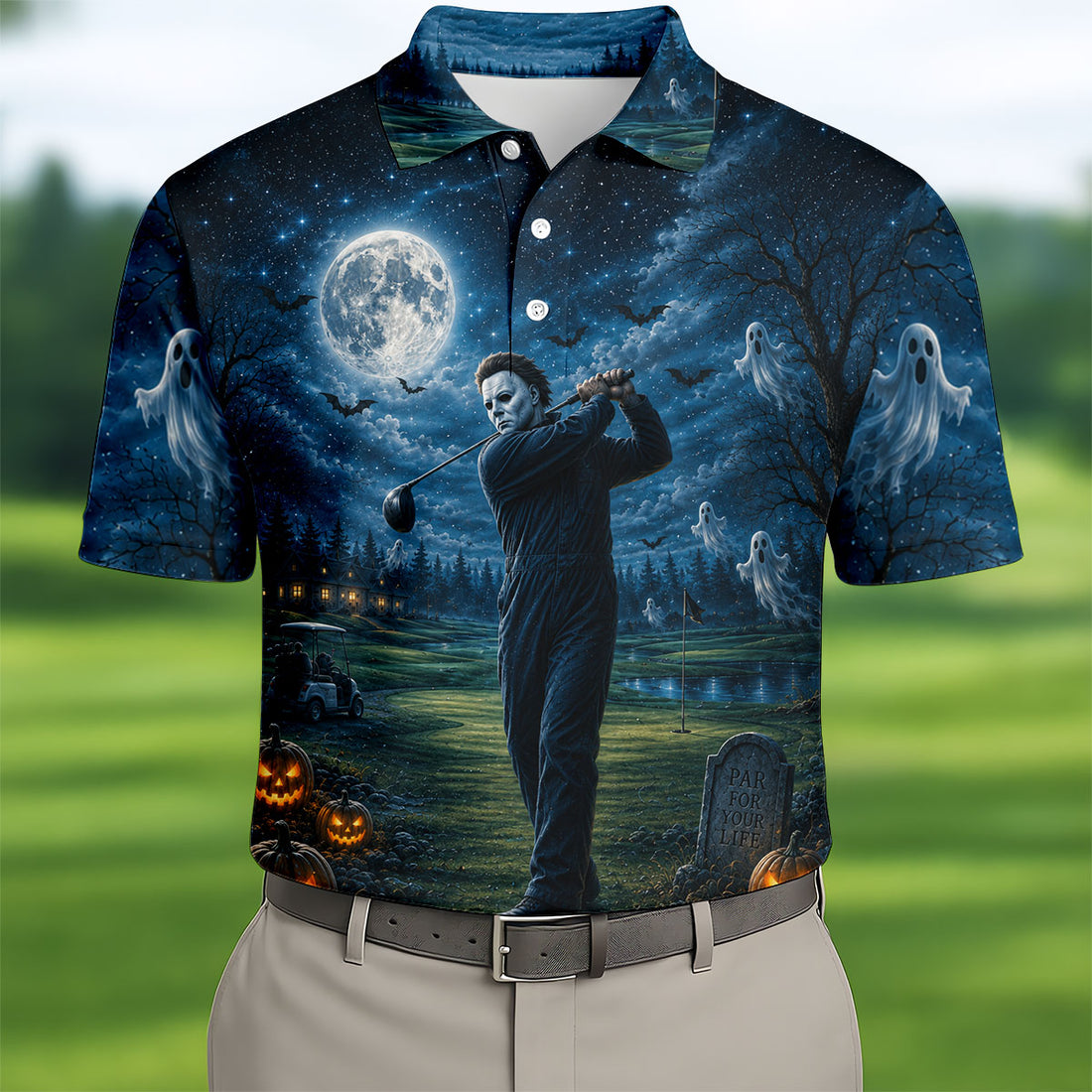 You Can't Kill The Bogeyman Halloween Ghost Polo Shirt, Mens Golf Shirts, Mens Polo Shirts