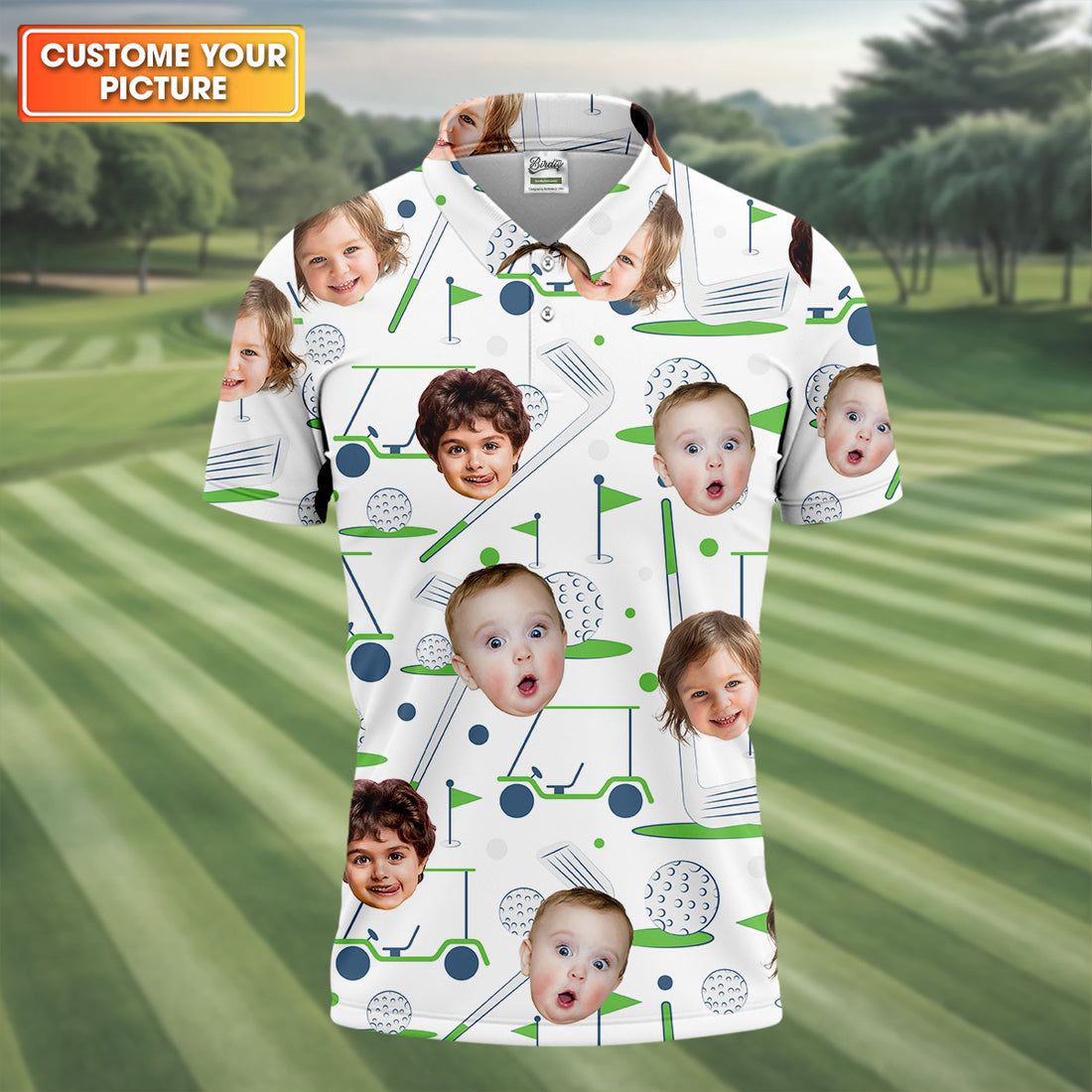 Custom Face Kids Photo Funny Polo Golf Shirt, Gifts For The Golfing Dad, Christmas Golf Gift