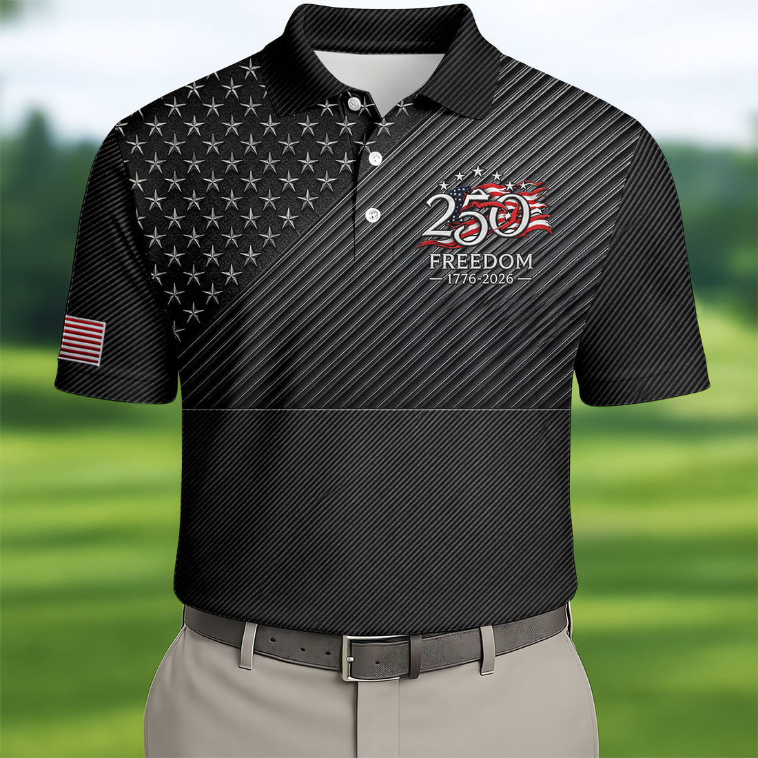 America 250 Freedom Patriotic Golf Polo Shirt, Golf Polo Shirts For Men, Printed Golf Shirts