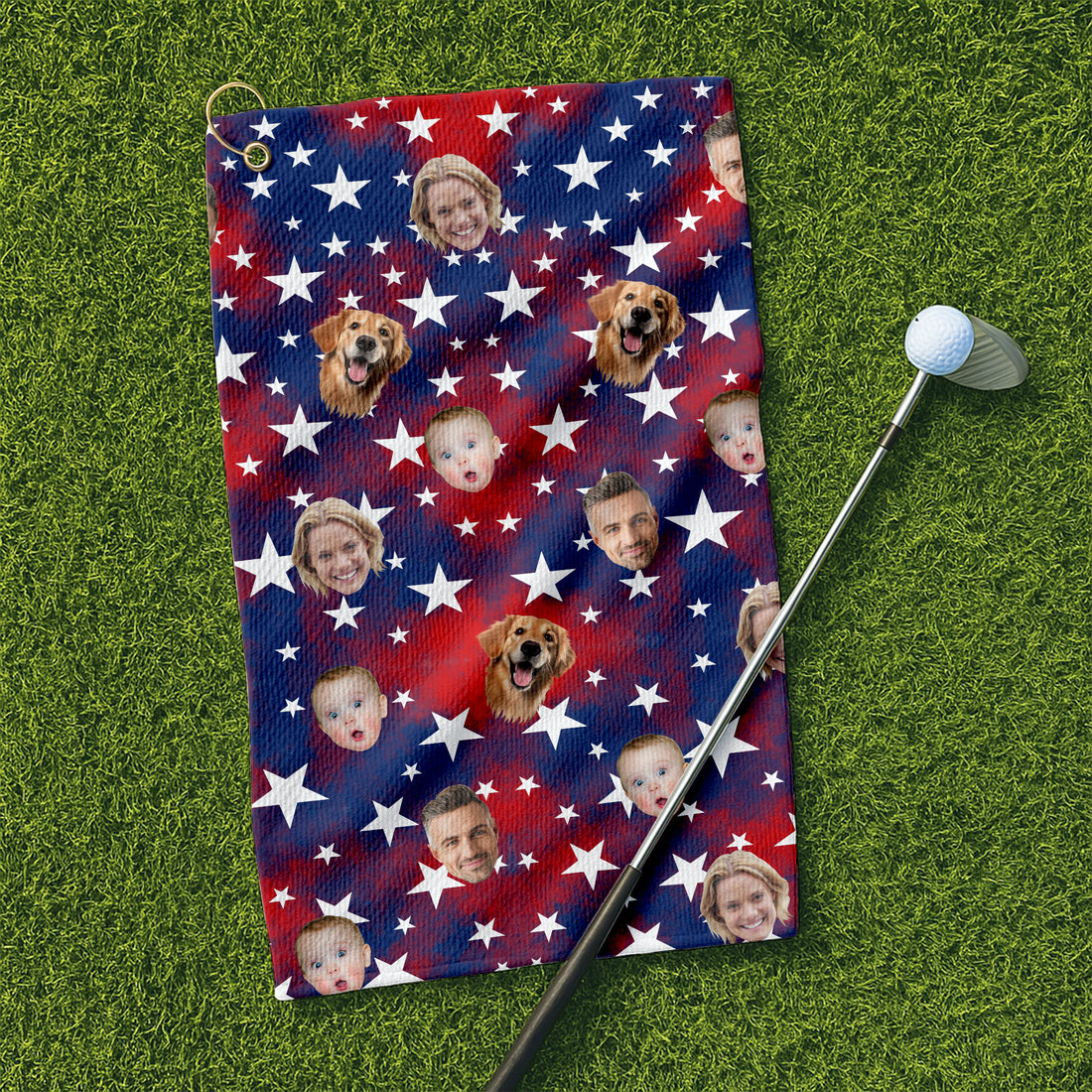 Custom Face Towel, USA Golf Towel, Patriotic Golf Towel, American Flag Personalized Face Towel,  4th Of July Towel