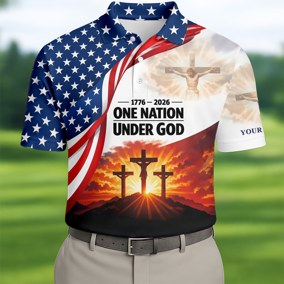 Faith And Freedom Men's 250 Years USA Patriotic Golf Shirt, 4th of July Golf Shirt