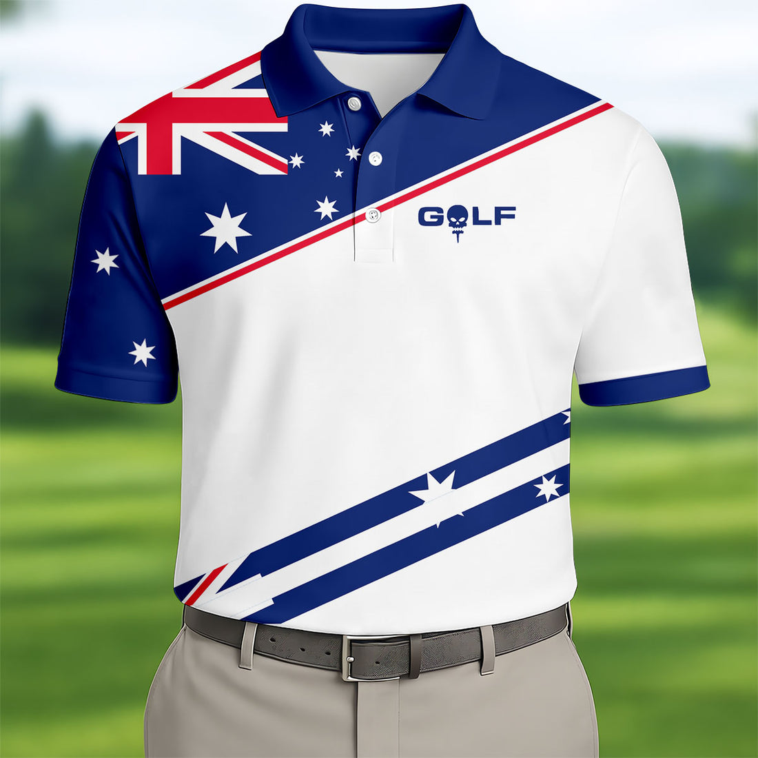 I Put It In Every Hole Australia Flag Print Men's Golf Top, Polo Shirts For Men, Golf Shirts For Men