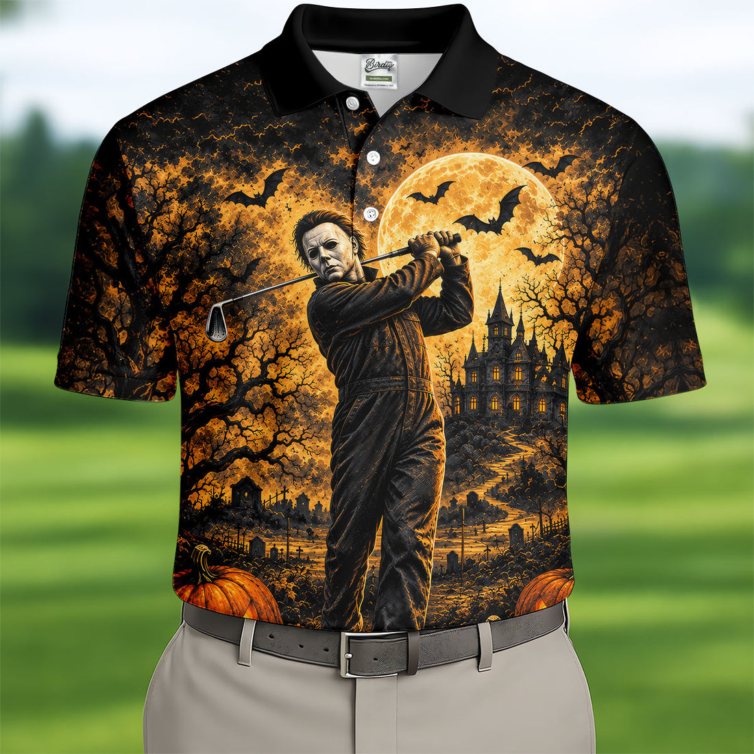 Bogeyman Horror Character Halloween Golf Polo Shirt, Mens Golf Polo, Mens Golf Shirts