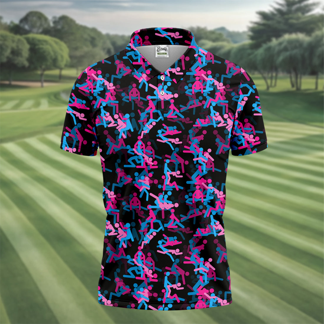 Funny Couple Black Neon Mens Golf Polo Shirts, Cool Golf Gift, Golfing Apparel, Polo For Men