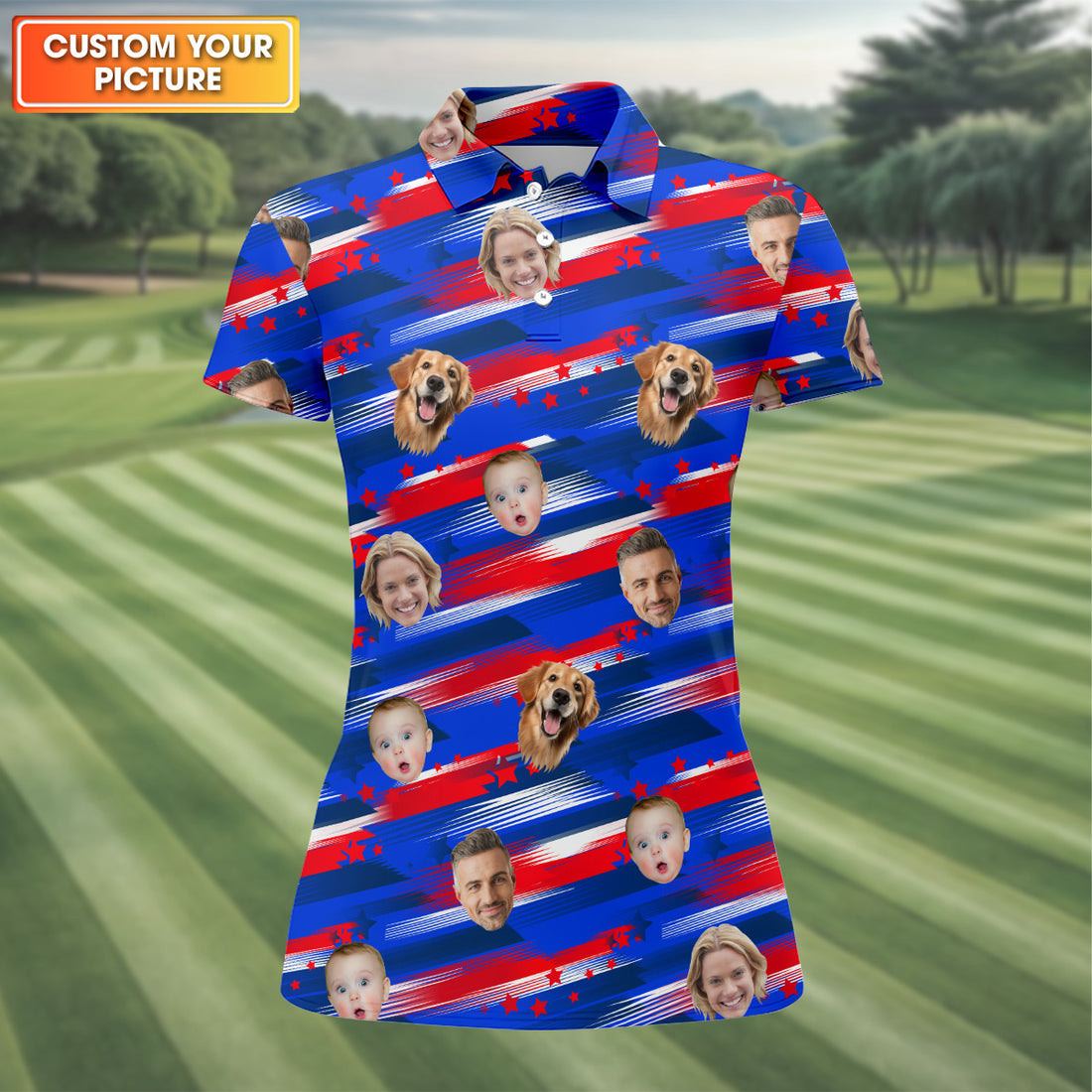 Custom Family Golf Shirt, Womens Golf Shirts, Custom Pet Shirt, Golf Polo For Ladies, Patriotic Golf Polos