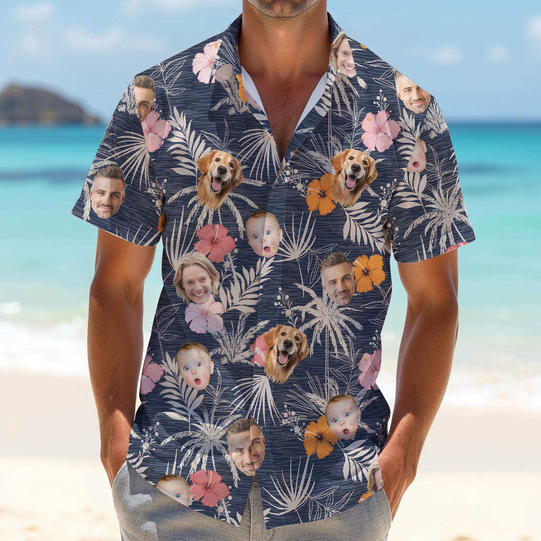 Mens Black Hawaiian Shirt, Hawaiian Shirts With Faces, Men Polo Shirt, Best Gifts For Men Golfers